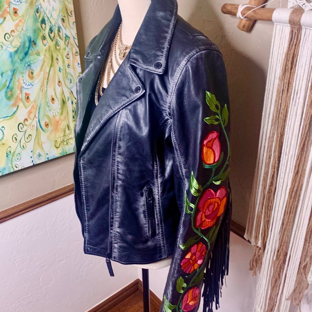 Free People X Mauritius Crissy 100% Leather Fringe Jacket NWT XL SOLD OUT STYLE! - Picture 6 of 16